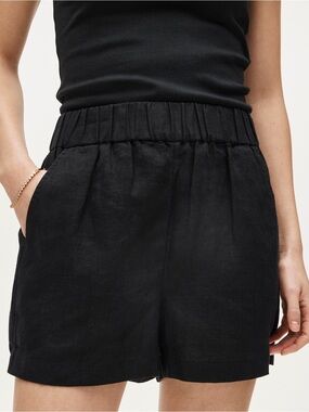 J. Crew Shorts Tropez Women 100% Linen Pull On Hi Rise Beach Color Black Size LG
